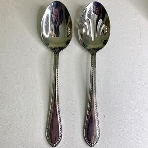 Reed & Barton Traditional Tanglewood 18/10 Stainless Slotted Spoon Serving Set 2